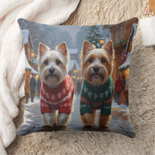 Cairn Terrier Hunde Weihnachten Schnee Feiertag  Kissen