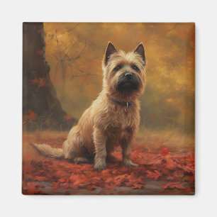 Cairn Terrier im Herbst Leaves Fall Inspiriert Magnet