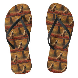 Cairn Terrier im Herbstlaub Fall Inspiriert Flip Flops