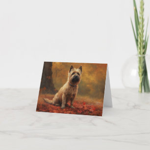 Cairn Terrier im Herbstlaub Fall Inspiriert Karte