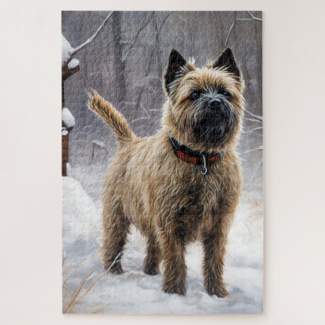Cairn Terrier lässt es Weihnachten schnee (Vertikal)