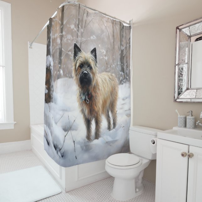 Cairn Terrier lässt es Weihnachten schnee Duschvorhang (Beispiel)