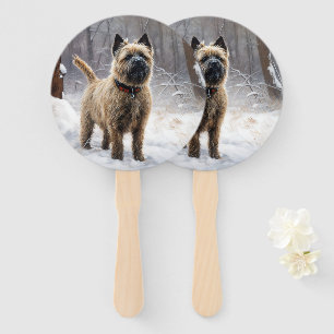 Cairn Terrier lässt es Weihnachten schnee Fächer