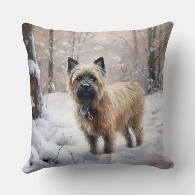 Cairn Terrier lässt es Weihnachten schnee Kissen (Rückseite)