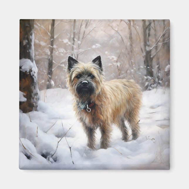Cairn Terrier lässt es Weihnachten schnee Magnet (Vorne)