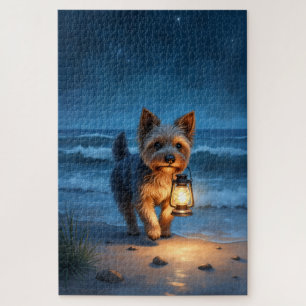 Cairn Terrier Laternenstrand Nacht