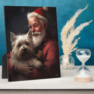 Cairn Terrier mit dem Weihnachtsmann Fotoplatte