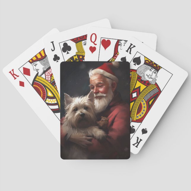Cairn Terrier mit dem Weihnachtsmann Spielkarten (Rückseite)