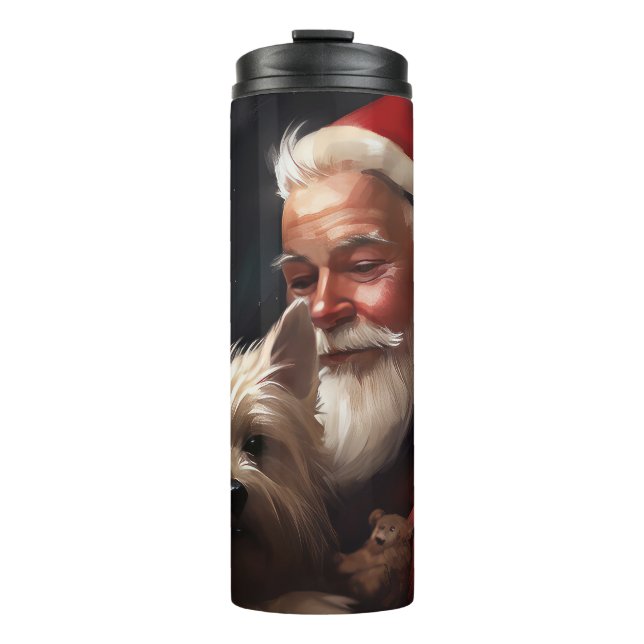 Cairn Terrier mit dem Weihnachtsmann Thermosbecher (Vorderseite)