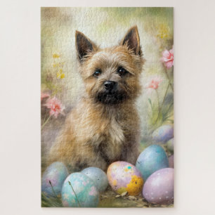 Cairn Terrier mit Ostereiern Urlaub
