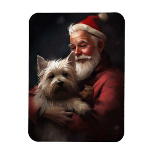 Cairn Terrier mit Santa Claus Festive Weihnachten Magnet