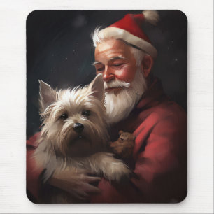 Cairn Terrier mit Santa Claus Festive Weihnachten Mousepad