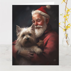 Cairn Terrier mit Santa Claus Festives Weihnachten Karte