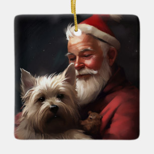 Cairn Terrier mit Santa Claus Festliches Weihnacht Keramikornament