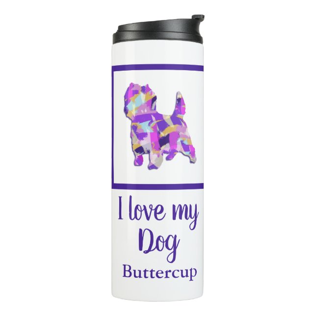 Cairn Terrier Niedlich Hund Silhouette PPY&B Thermosbecher (Nach links gedreht)