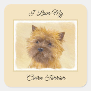 Cairn Terrier Painting - Niedliche Original Dog Ar Quadratischer Aufkleber