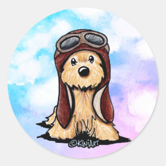 Cairn Terrier Pilot Runder Aufkleber