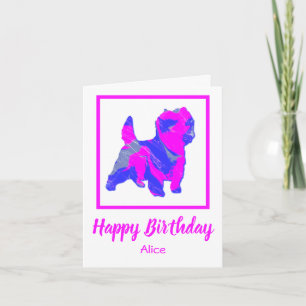 Cairn Terrier Pink Dog Funny Birthday Card Karte