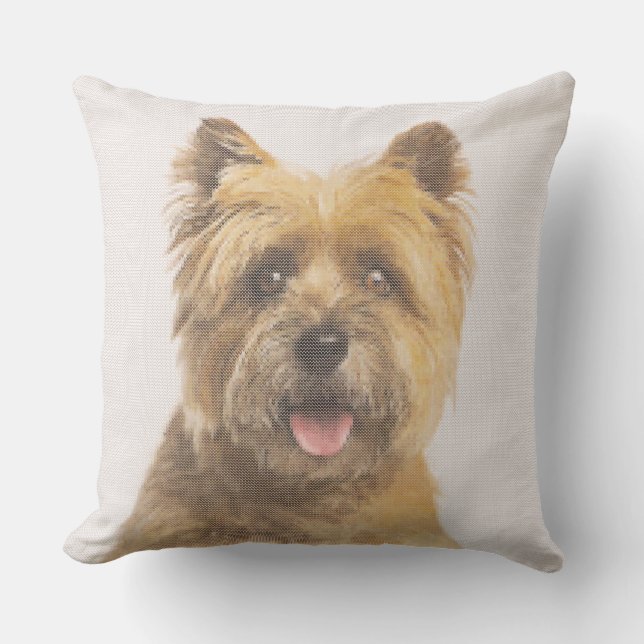 Cairn-Terrier-Porträt-Imitat-Nadelspitzen-Entwurf Kissen (Vorderseite)