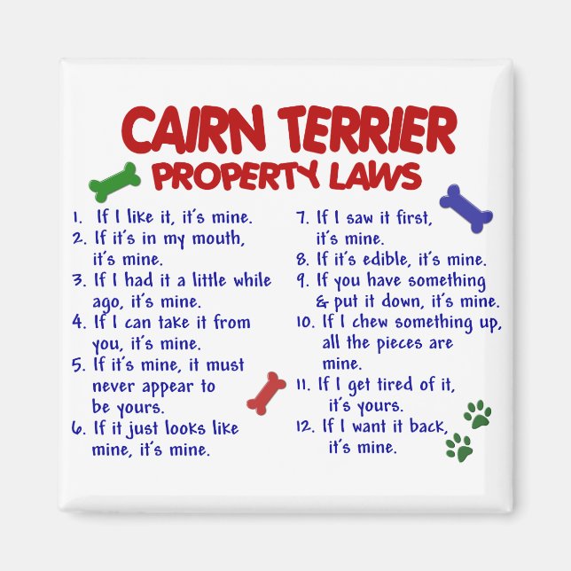 CAIRN TERRIER Property Laws 2 Magnet (Vorne)