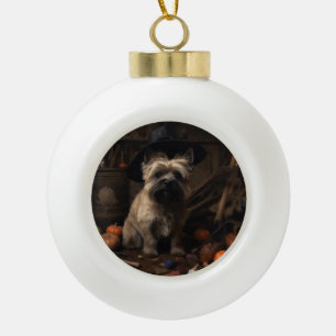 Cairn Terrier Pumpkins Halloween Beängstigend Keramik Kugel-Ornament