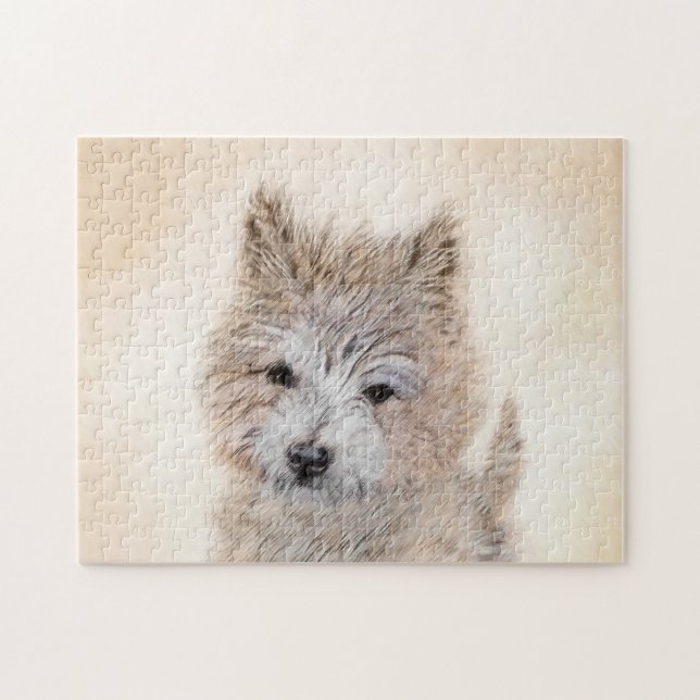 Cairn Terrier Puppy Painting - Original Dog Art (Horizontal)