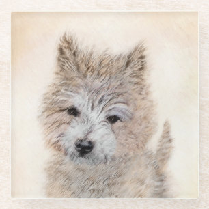 Cairn Terrier Puppy Painting - Original Dog Art Glasuntersetzer