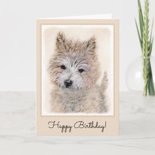 Cairn Terrier Puppy Painting - Original Dog Art Karte (Vorderseite)