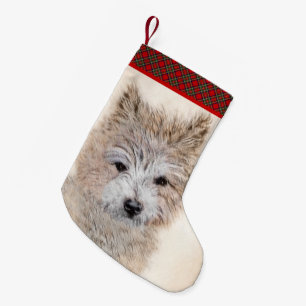 Cairn Terrier Puppy Painting - Original Dog Art Kleiner Weihnachtsstrumpf