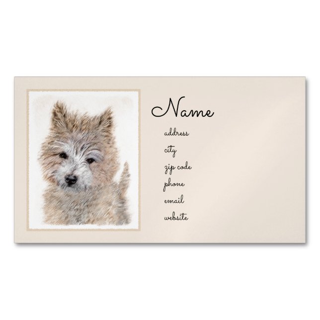 Cairn Terrier Puppy Painting - Original Dog Art Magnetische Visitenkarte (Vorderseite)