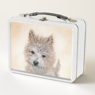 Cairn Terrier Puppy Painting - Original Dog Art Metall Brotdose