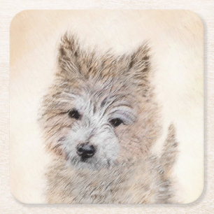 Cairn Terrier Puppy Painting - Original Dog Art Rechteckiger Pappuntersetzer