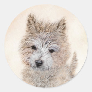 Cairn Terrier Puppy Painting - Original Dog Art Runder Aufkleber