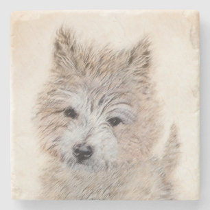 Cairn Terrier Puppy Painting - Original Dog Art Steinuntersetzer