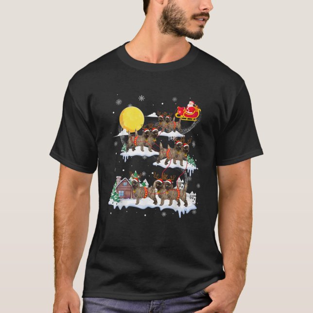 Cairn Terrier Rentier Weihnachtslicht Hunde reiten T-Shirt (Vorderseite)