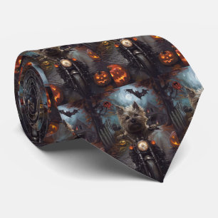 Cairn Terrier Riding Motorrad Halloween Beängstige Krawatte