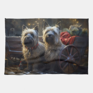 Cairn Terrier Schneeweißer Schlitten Weihnachtsdek Geschirrtuch