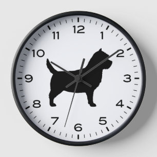 Cairn Terrier Silhouette mit Nummern und Minuten Uhr