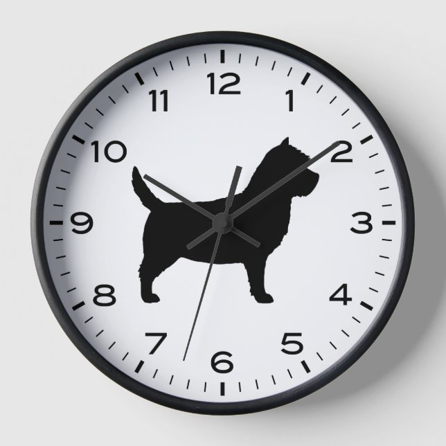 Cairn Terrier Silhouette mit Nummern und Minuten Uhr (Vorderseite)