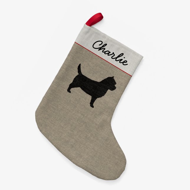 Cairn-Terrier-Silhouette-niedlicher Hund Kleiner Weihnachtsstrumpf (Vorderansicht (hängend))