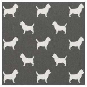 Cairn Terrier Silhouetten Grau-Weißes Muster Stoff