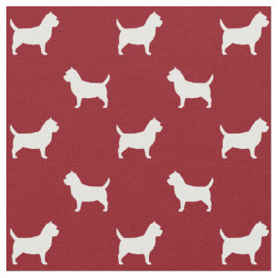 Cairn Terrier Silhouetten Rot-Weiß gemustert Stoff