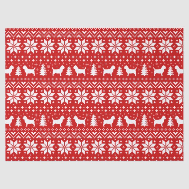 Cairn Terrier Silhouetten Weihnachtsmuster Rot Seidenpapier (Vorderseite)