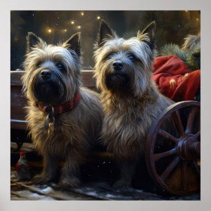 Cairn Terrier Snowy Sleigh Weihnachtsdekor Poster