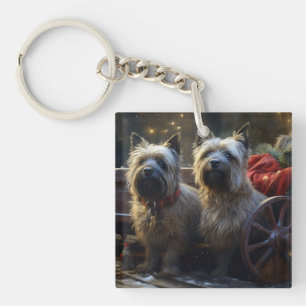 Cairn Terrier Snowy Sleigh Weihnachtsdekor Schlüsselanhänger