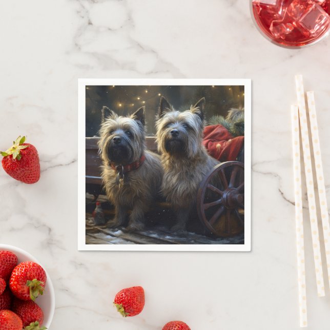 Cairn Terrier Snowy Sleigh Weihnachtsdekor Serviette (Beispiel)