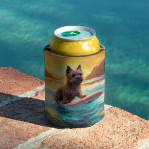 Cairn Terrier Strand Surfen Malerei Dosenkühler