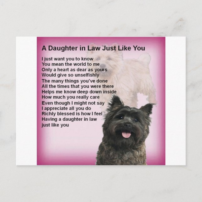 Cairn Terrier - Tochter in Jurygedicht Postkarte (Vorderseite)