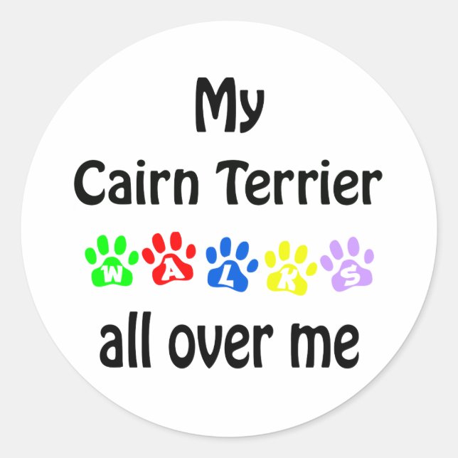 Cairn Terrier Walks Design Runder Aufkleber (Vorderseite)