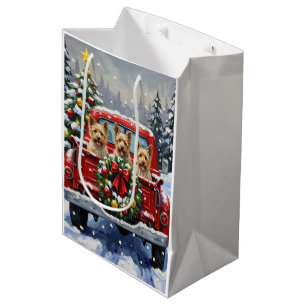 Cairn Terrier Weihnachten Rotes Lastwagen Ferien Mittlere Geschenktüte